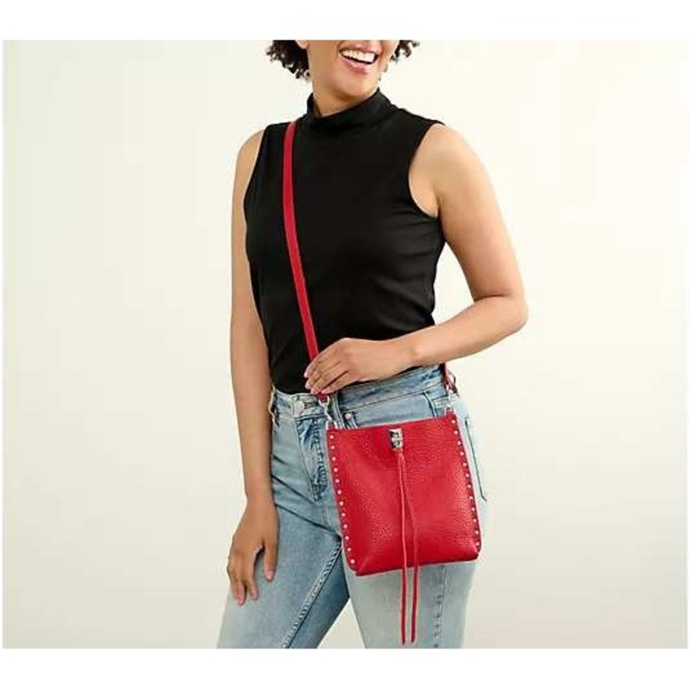 Rebecca Minkoff Darren North South Crossbody Red Chili Leather Shoulder Strap